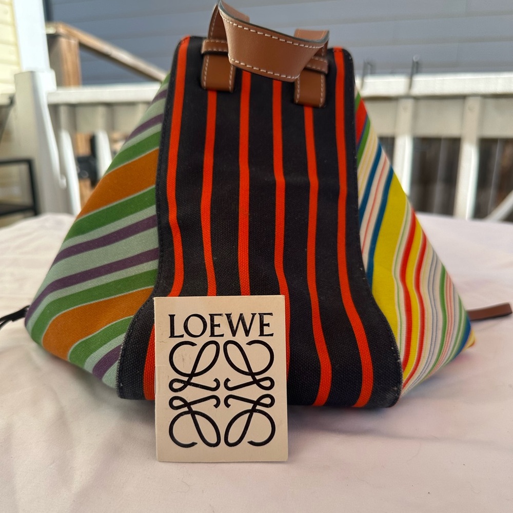 Loewe Small Hammock Stripe bag in multicolor canvas and leather